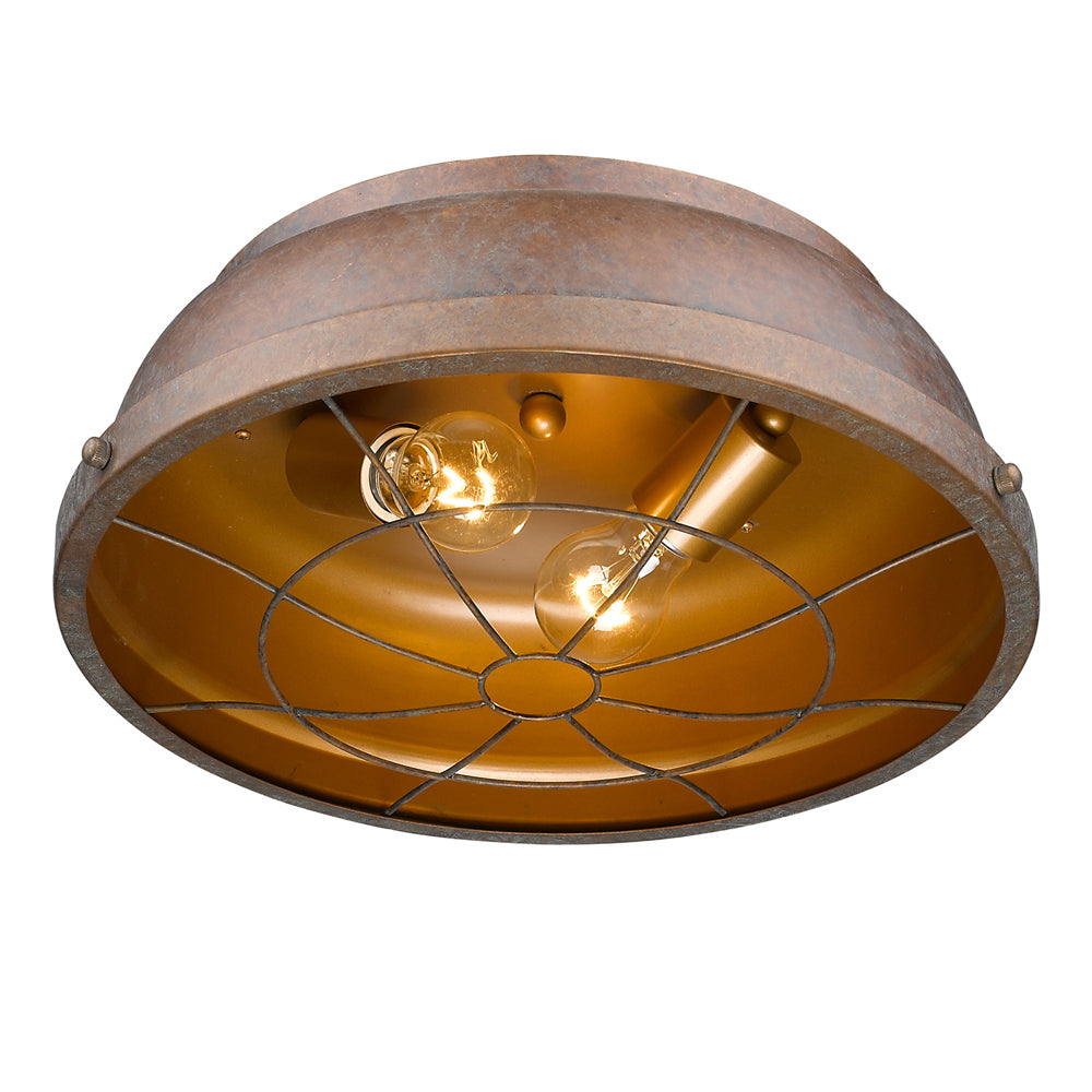 Golden - 7312-FM CP - Two Light Flush Mount - Bartlett CP - Copper Patina