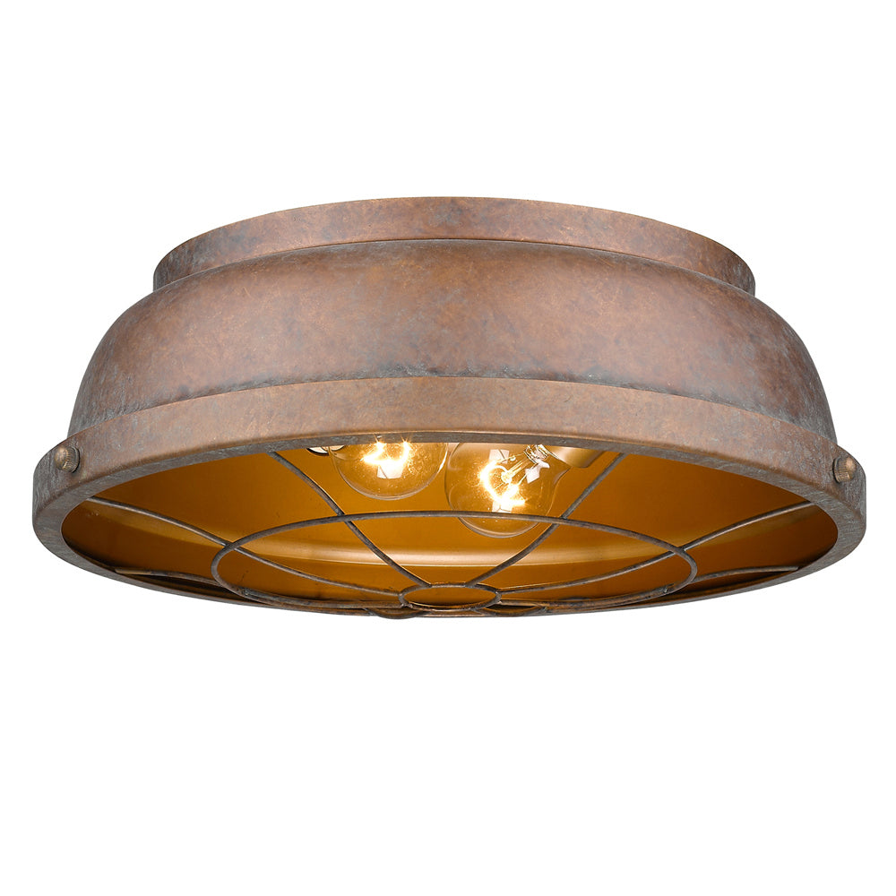 Golden - 7312-FM CP - Two Light Flush Mount - Bartlett CP - Copper Patina