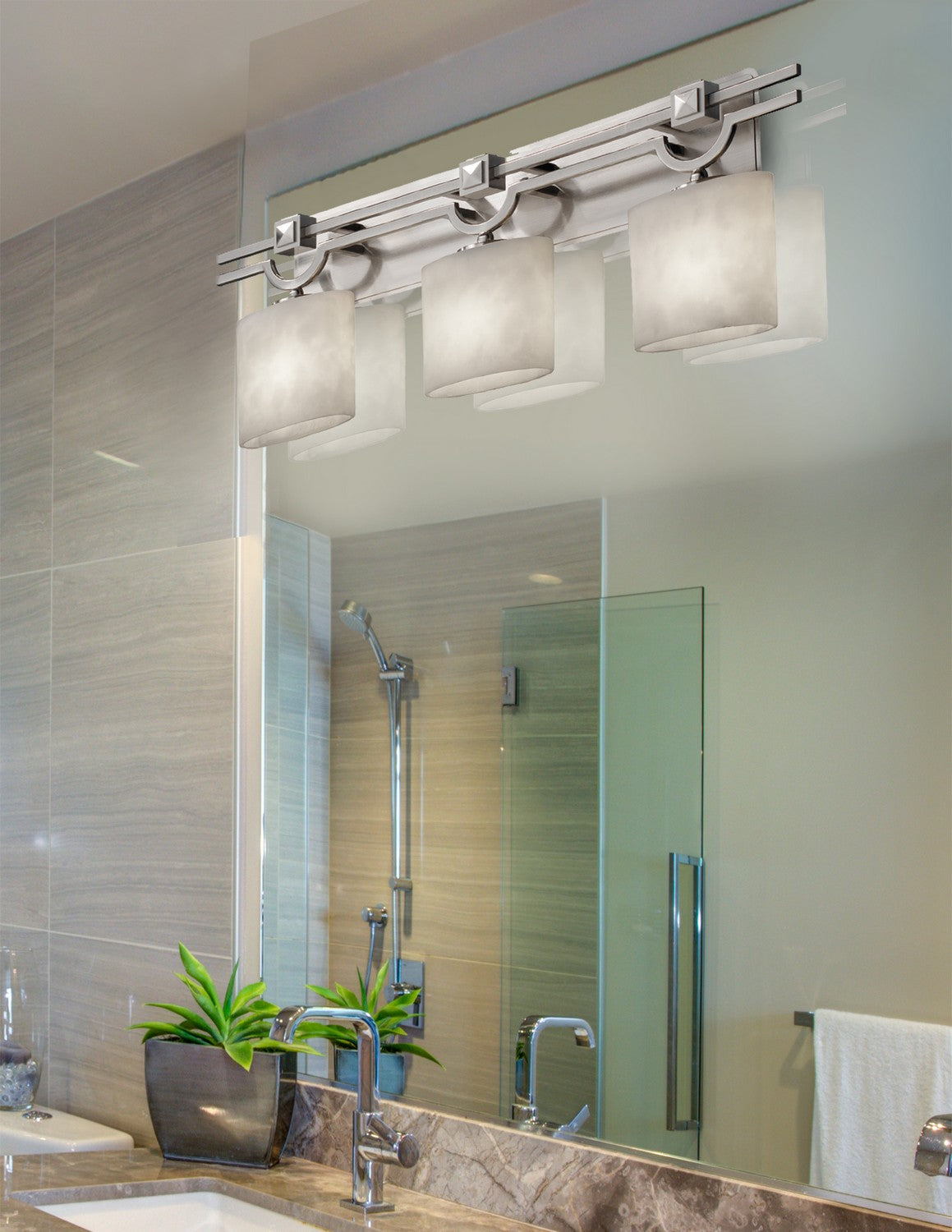 Justice Designs - CLD-8503-30-NCKL - Three Light Bath Bar - Clouds - Brushed Nickel