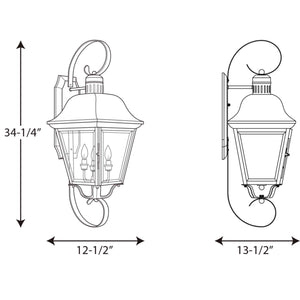 Progress Lighting - P5627-20 - Four Light Wall Lantern - Andover - Antique Bronze