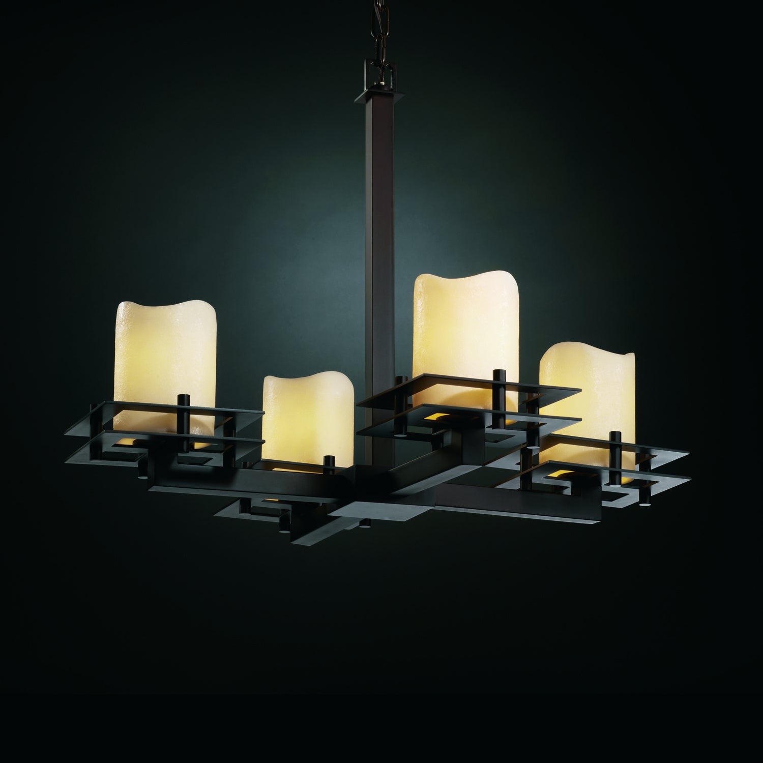 Justice Designs - CNDL-8100-14-CREM-DBRZ - Four Light Chandelier - CandleAria - Dark Bronze