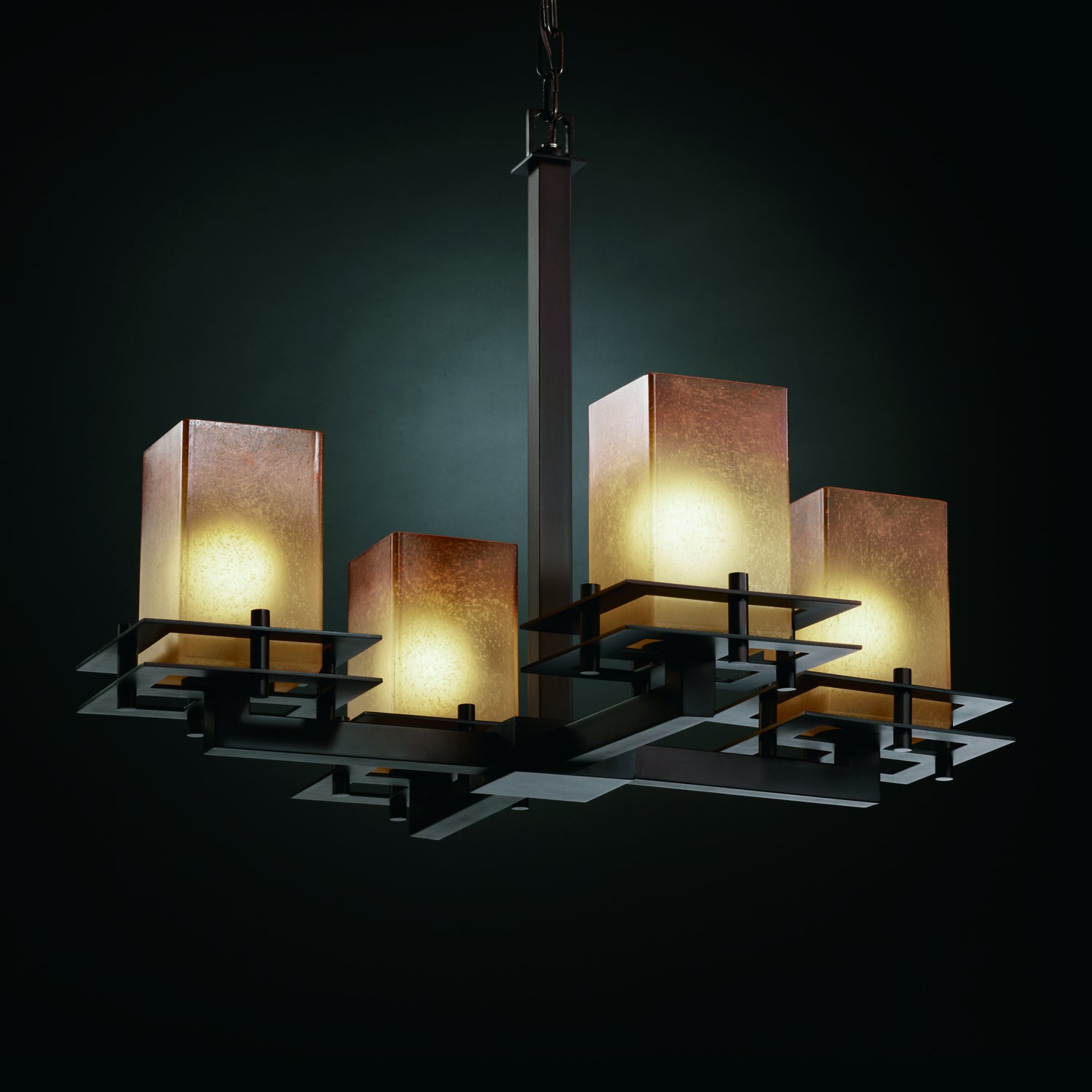 Justice Designs - FSN-8100-15-CRML-DBRZ - Four Light Chandelier - Fusion - Dark Bronze