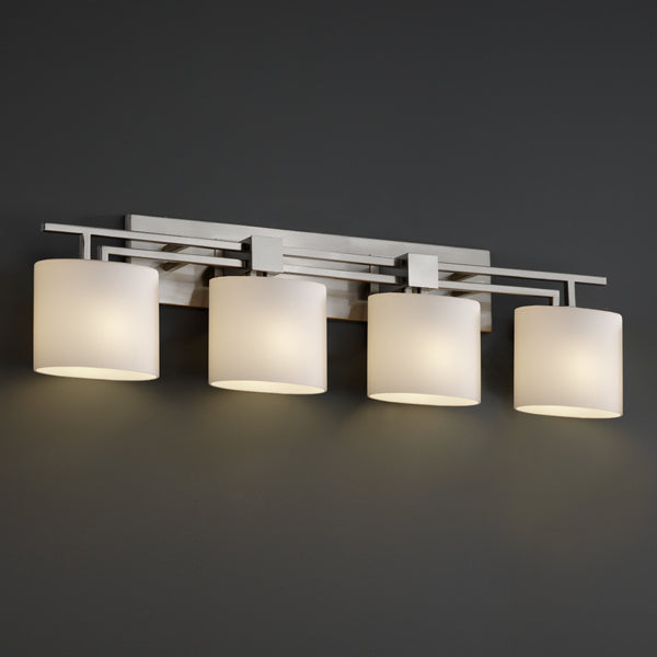 Justice Designs - FSN-8704-30-OPAL-NCKL - Four Light Bath Bar - Fusion - Brushed Nickel