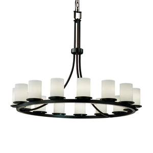 Justice Designs - FSN-8715-10-OPAL-DBRZ - 15 Light Chandelier - Fusion - Dark Bronze