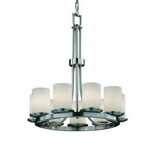 Justice Designs - FSN-8766-10-OPAL-NCKL - Nine Light Chandelier - Fusion - Brushed Nickel