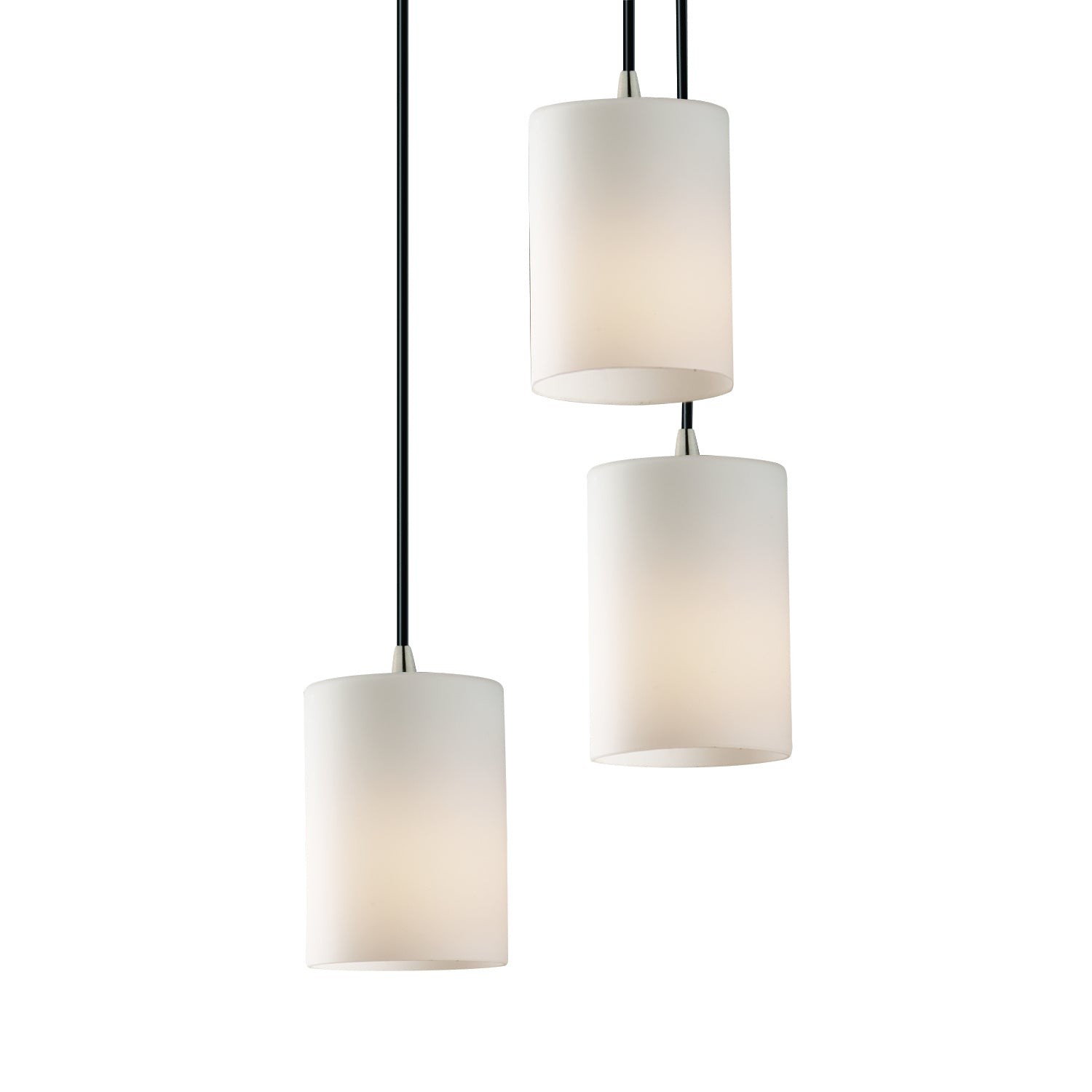 Justice Designs - FSN-8818-10-OPAL-NCKL - Three Light Pendant - Fusion - Brushed Nickel