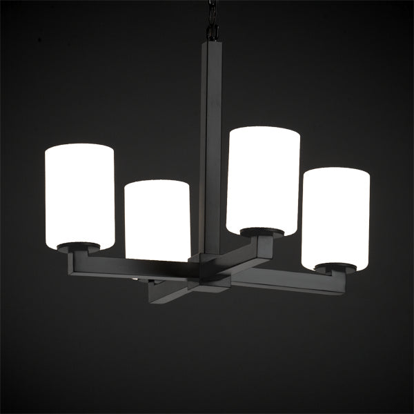 Justice Designs - FSN-8829-10-RBON-MBLK - Four Light Chandelier - Fusion - Matte Black