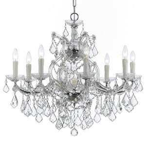 Crystorama - 4408-CH-CL-SAQ - Nine Light Chandelier - Maria Theresa - Polished Chrome