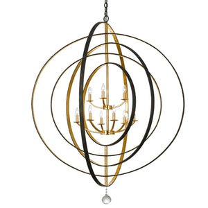 Crystorama - 587-EB-GA - Nine Light Chandelier - Luna - English Bronze / Antique Gold