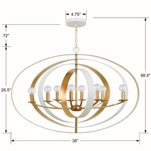 Crystorama - 588-MT-GA - Eight Light Chandelier - Luna - Matte White / Antique Gold