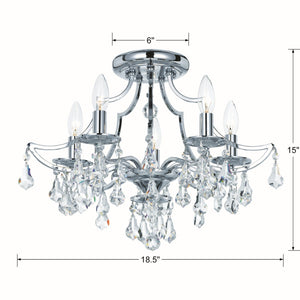 Crystorama - 5930-CH-CL-MWP - Five Light Semi Flush Mount - Cedar - Polished Chrome