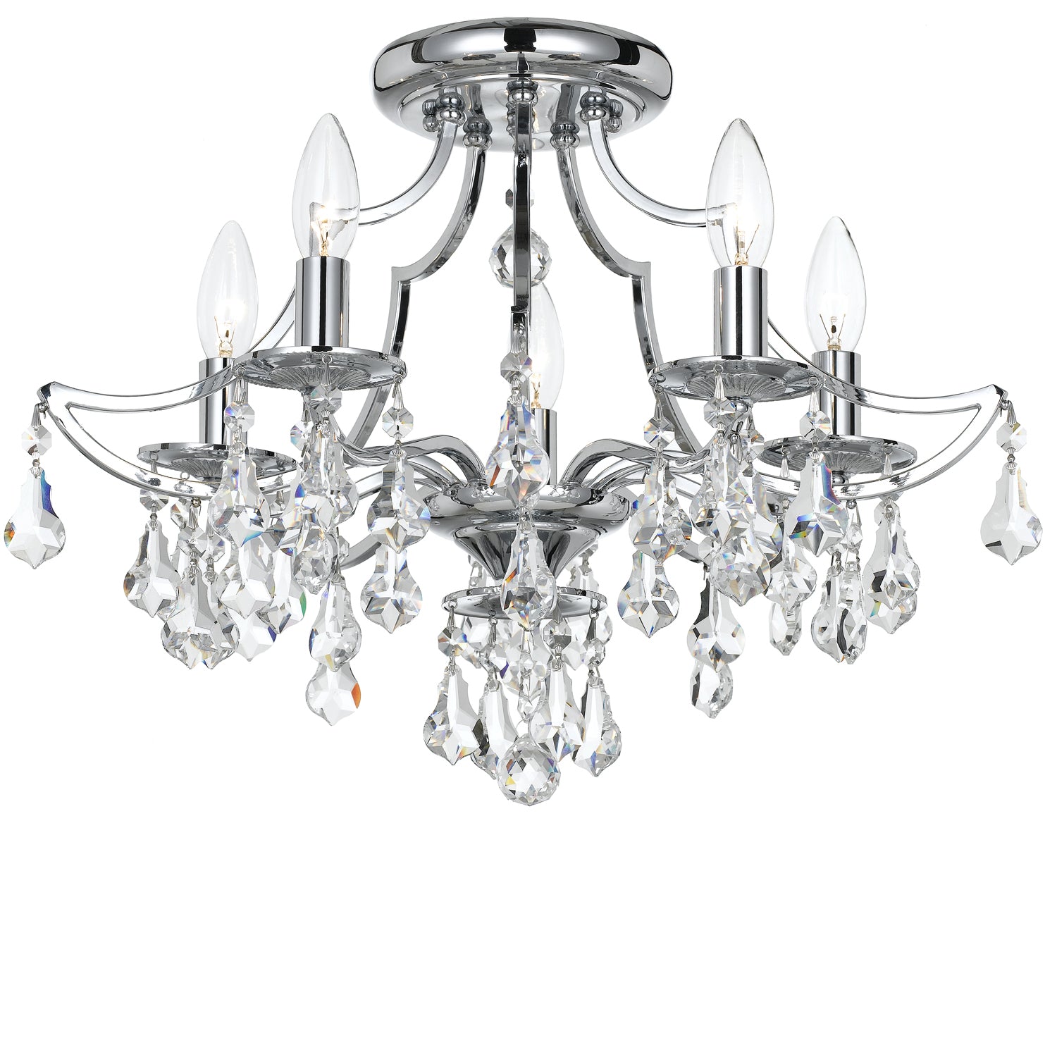 Crystorama - 5930-CH-CL-MWP - Five Light Semi Flush Mount - Cedar - Polished Chrome