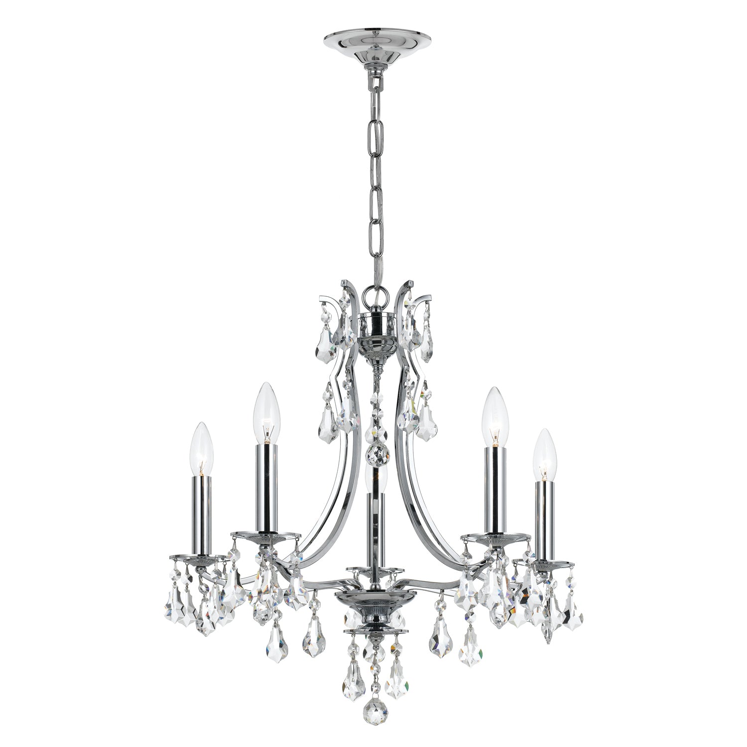 Crystorama - 5935-CH-CL-MWP - Five Light Mini Chandelier - Cedar - Polished Chrome