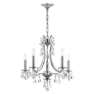 Crystorama - 5935-CH-CL-MWP - Five Light Mini Chandelier - Cedar - Polished Chrome