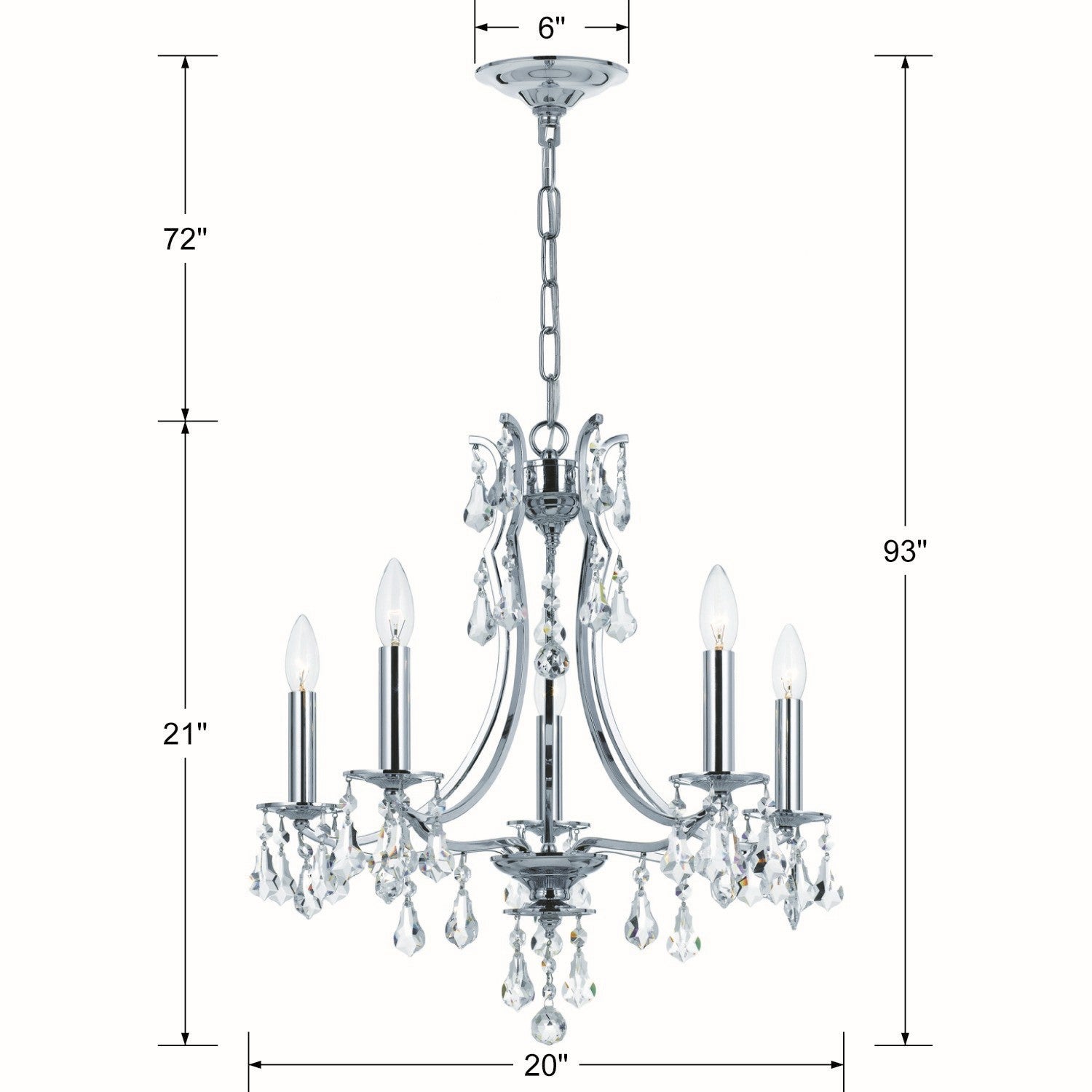 Crystorama - 5935-CH-CL-MWP - Five Light Mini Chandelier - Cedar - Polished Chrome