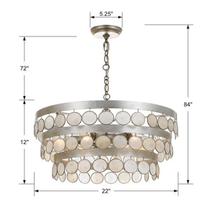 Crystorama - 6006-SA - Six Light Chandelier - Coco - Antique Silver