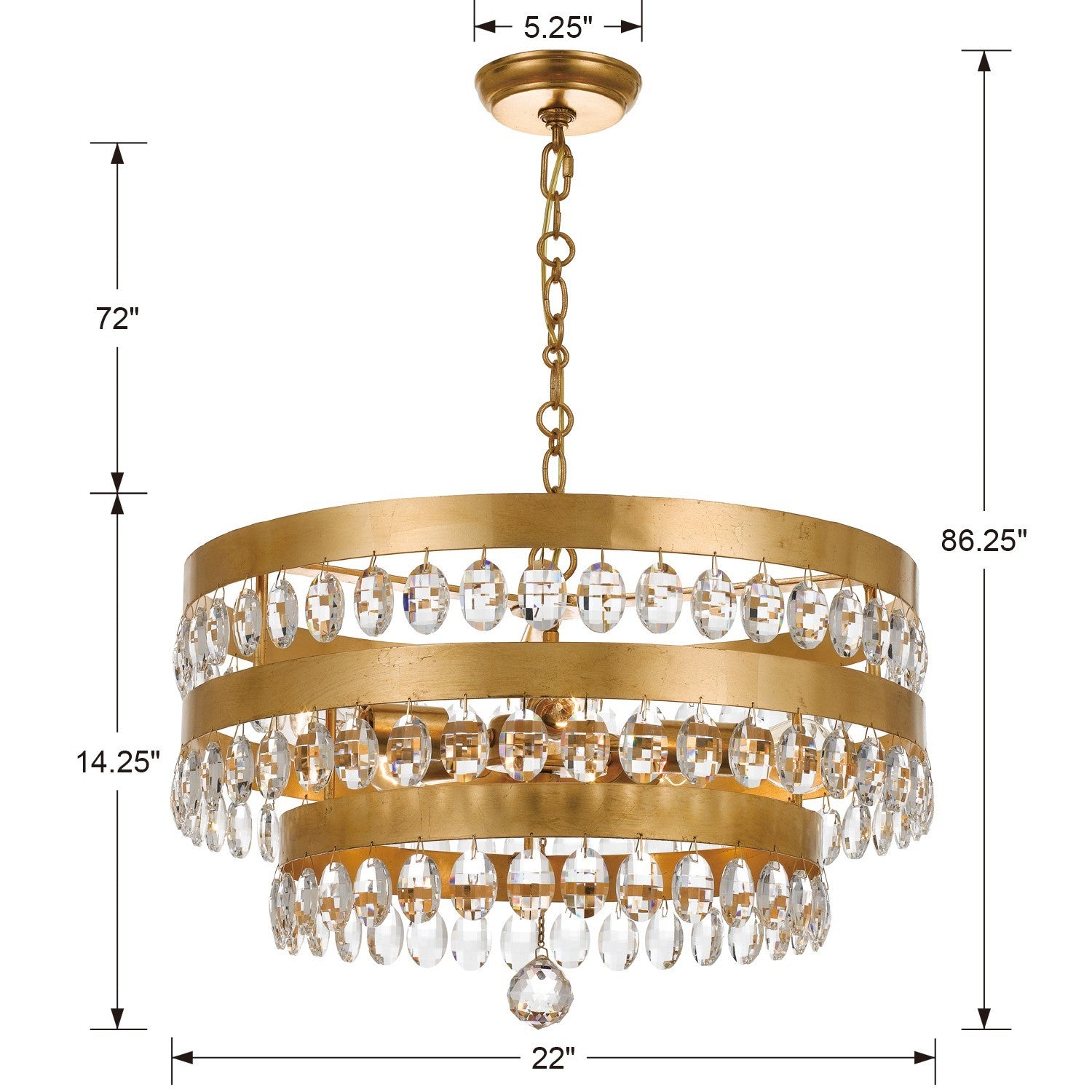 Crystorama - 6106-GA - Five Light Chandelier - Perla - Antique Gold