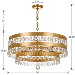 Crystorama - 6108-GA - Six Light Chandelier - Perla - Antique Gold