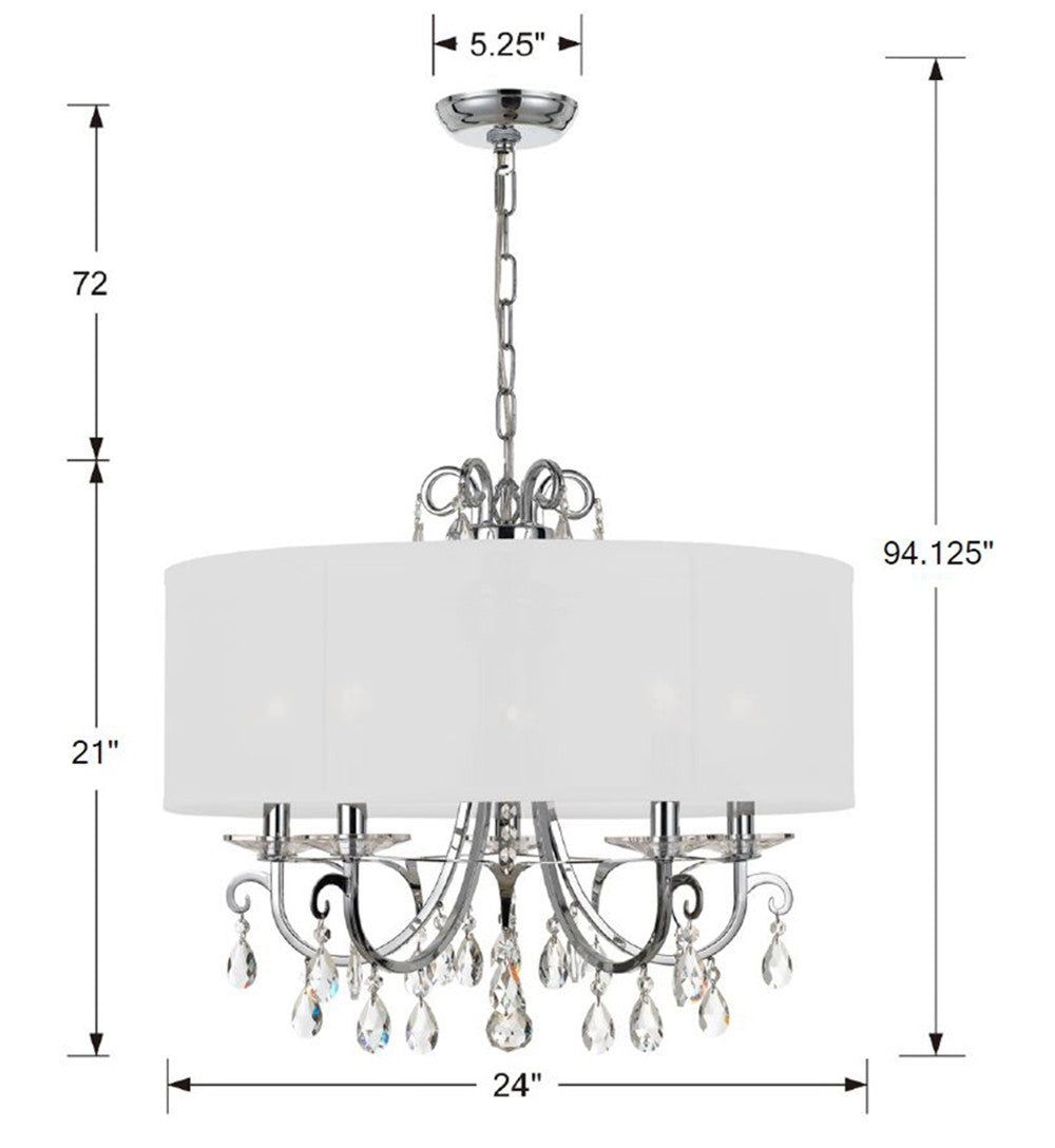 Crystorama - 6625-CH-CL-MWP - Five Light Chandelier - Othello - Polished Chrome