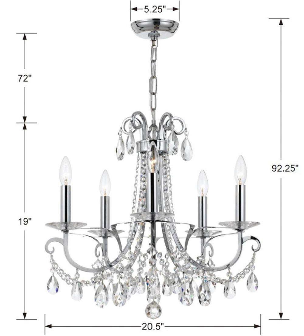 Crystorama - 6825-CH-CL-MWP - Five Light Chandelier - Othello - Polished Chrome