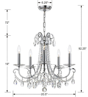 Crystorama - 6825-CH-CL-MWP - Five Light Chandelier - Othello - Polished Chrome