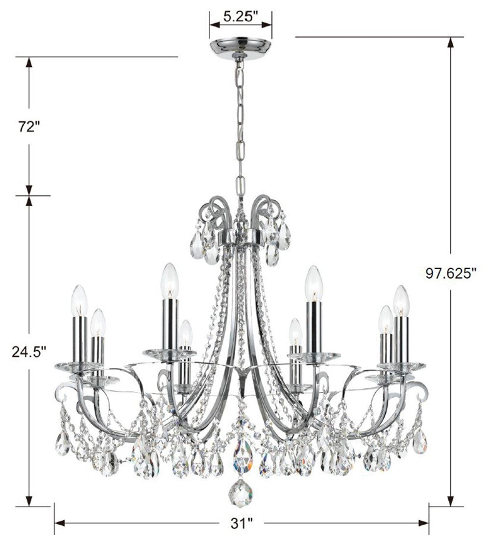 Crystorama - 6828-CH-CL-MWP - Eight Light Chandelier - Othello - Polished Chrome