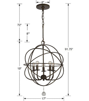 Crystorama - 9224-EB - Five Light Mini Chandelier - Solaris - English Bronze