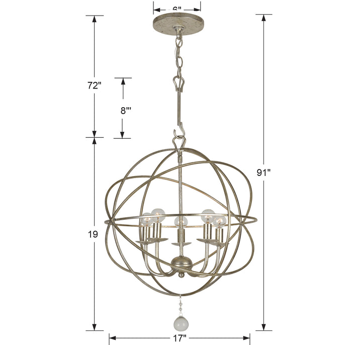 Crystorama - 9224-OS - Five Light Mini Chandelier - Solaris - Olde Silver