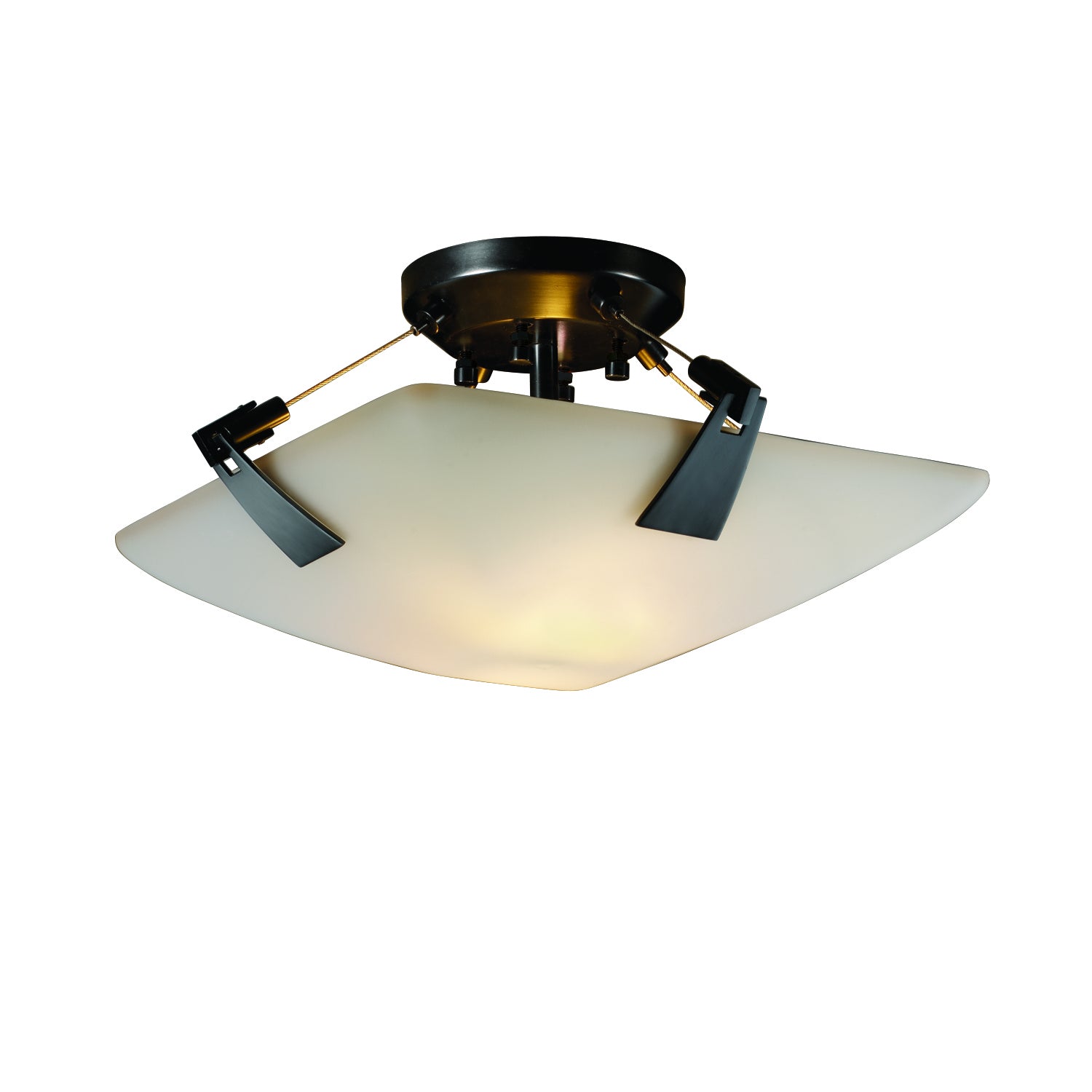 Justice Designs - FSN-9630-25-OPAL-MBLK - Two Light Semi-Flush Mount - Fusion - Matte Black