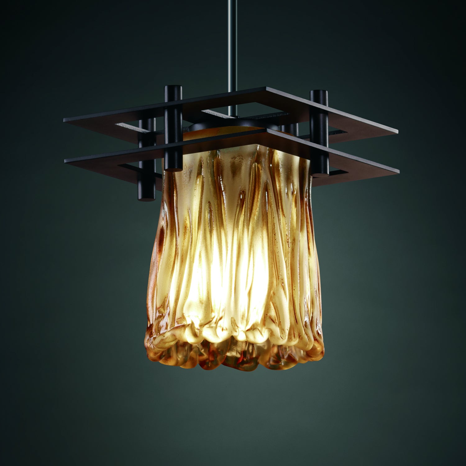 Justice Designs - GLA-8165-16-AMBR-DBRZ-BKCD - One Light Pendant - Veneto Luce - Dark Bronze