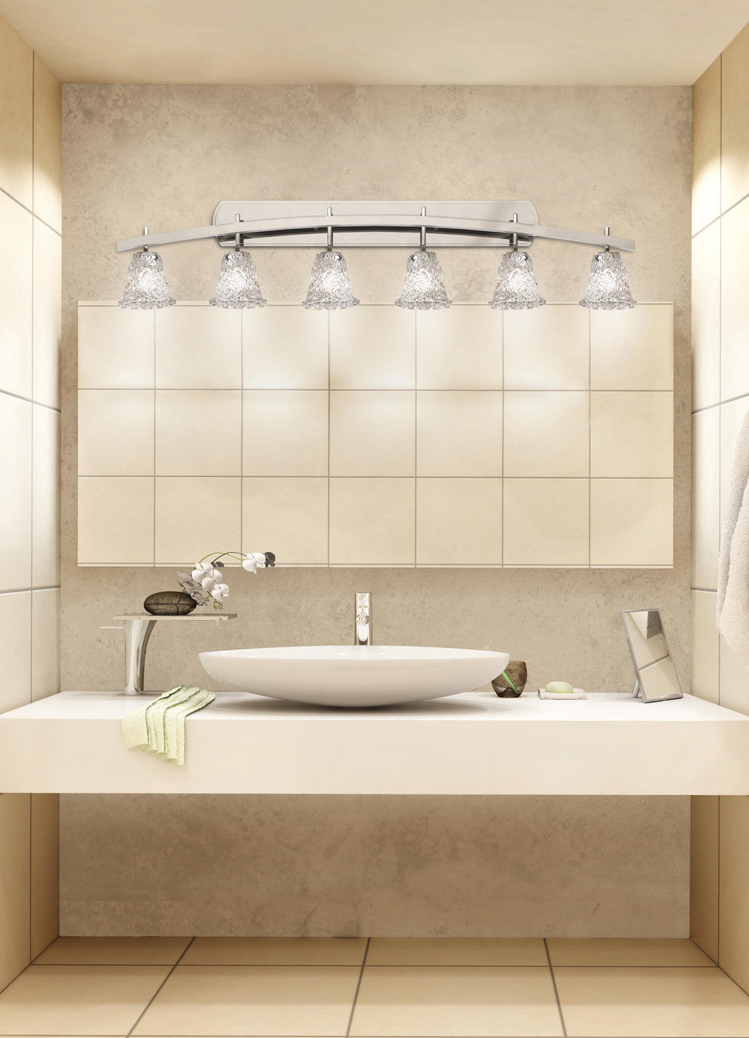 Justice Designs - GLA-8596-20-LACE-NCKL - Six Light Bath Bar - Veneto Luce - Brushed Nickel