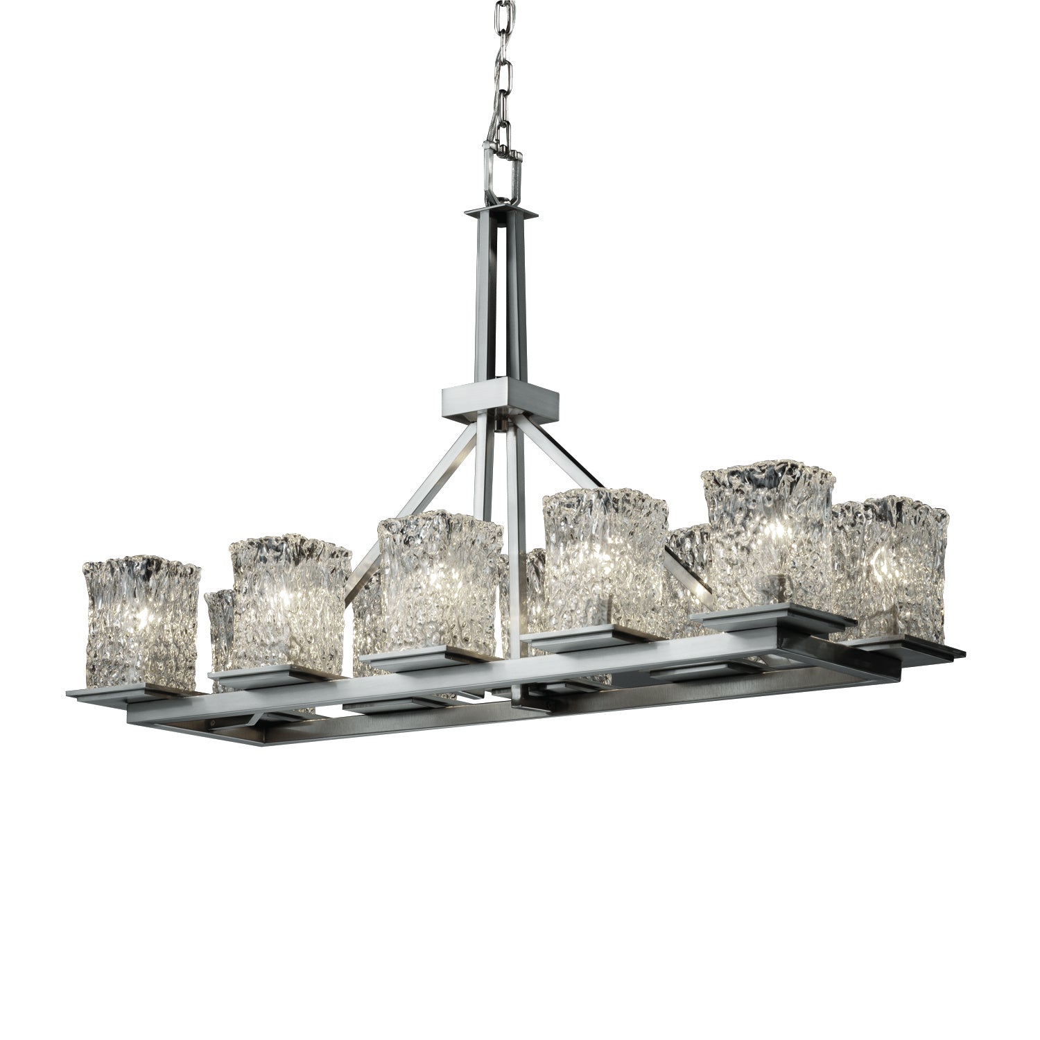 Justice Designs - GLA-8650-26-CLRT-NCKL - Ten Light Chandelier - Veneto Luce - Brushed Nickel