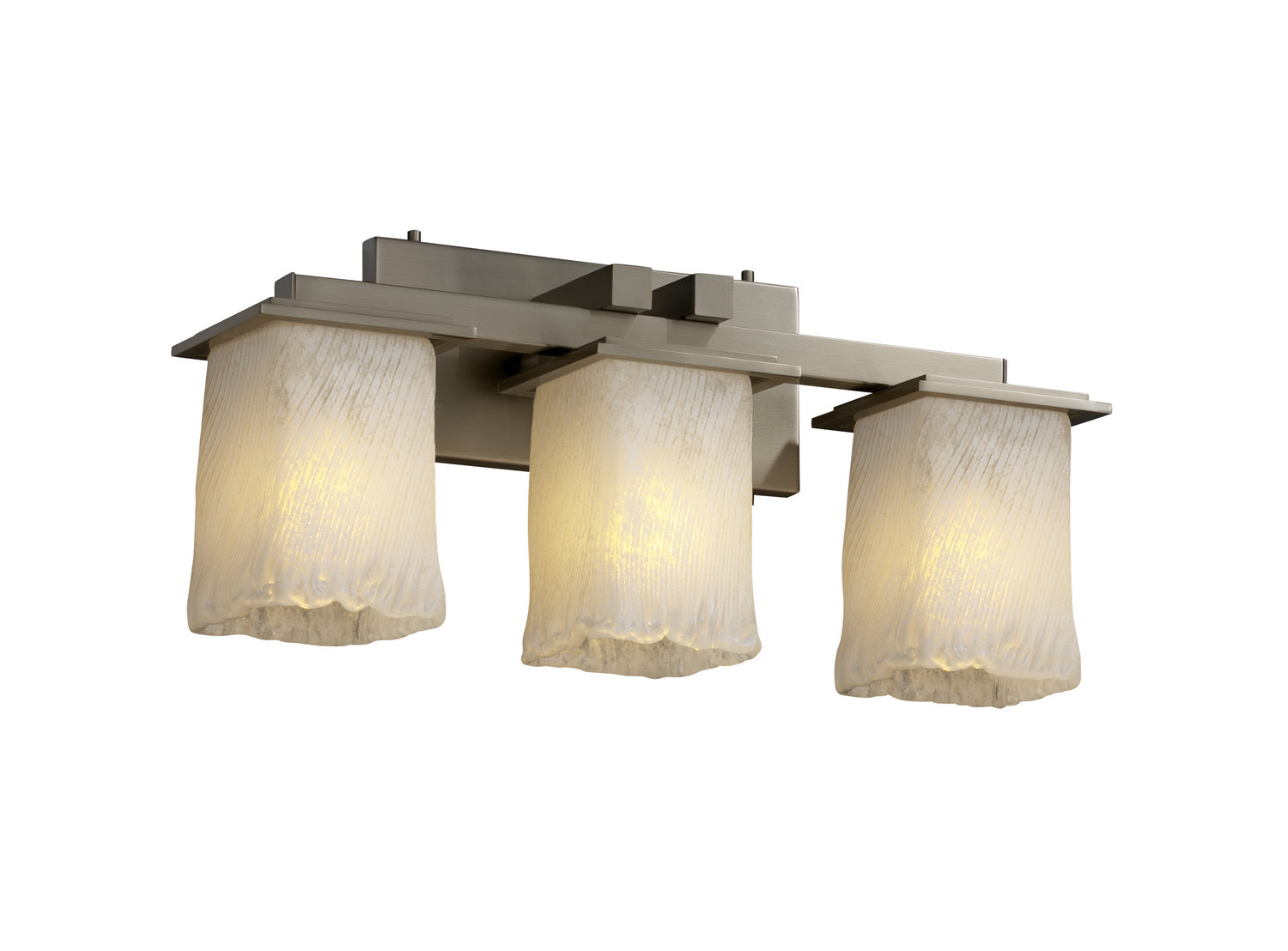 Justice Designs - GLA-8673-26-WHTW-NCKL - Three Light Bath Bar - Veneto Luce - Brushed Nickel