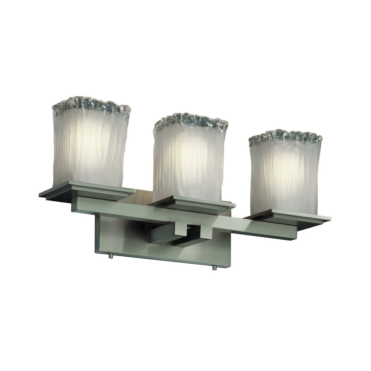 Justice Designs - GLA-8673-26-WTFR-NCKL - Three Light Bath Bar - Veneto Luce - Brushed Nickel