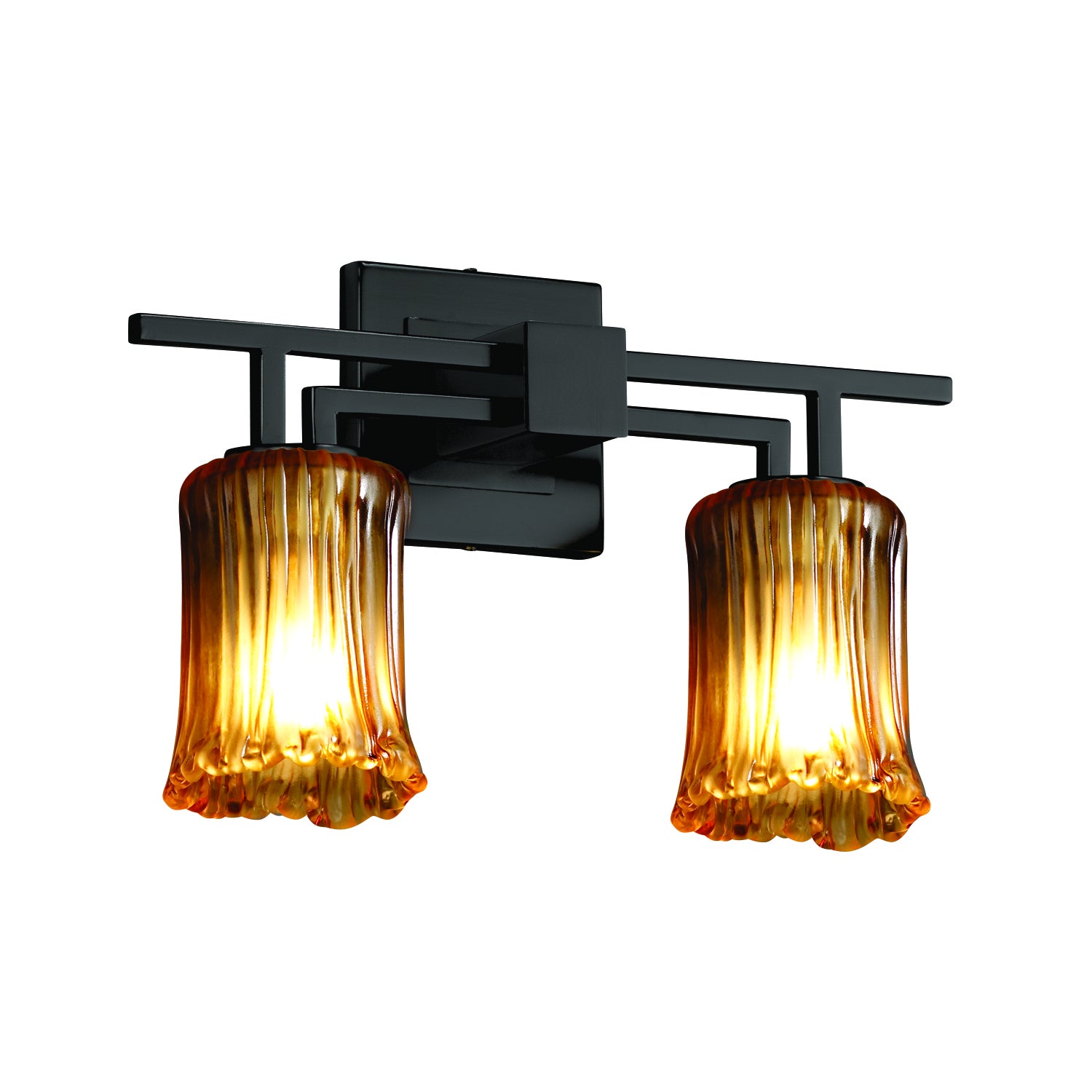 Justice Designs - GLA-8702-16-AMBR-MBLK - Two Light Bath Bar - Veneto Luce - Matte Black