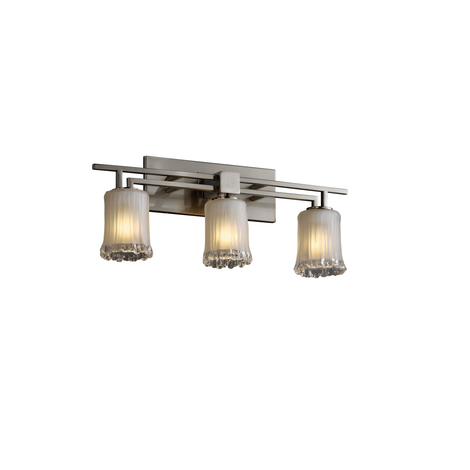 Justice Designs - GLA-8703-16-WTFR-NCKL - Three Light Bath Bar - Veneto Luce - Brushed Nickel