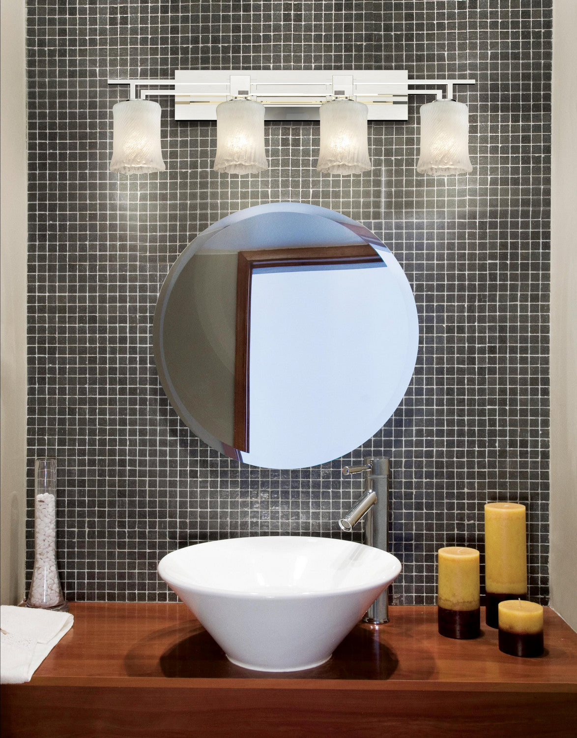 Justice Designs - GLA-8704-16-WHTW-CROM - Four Light Bath Bar - Veneto Luce - Polished Chrome