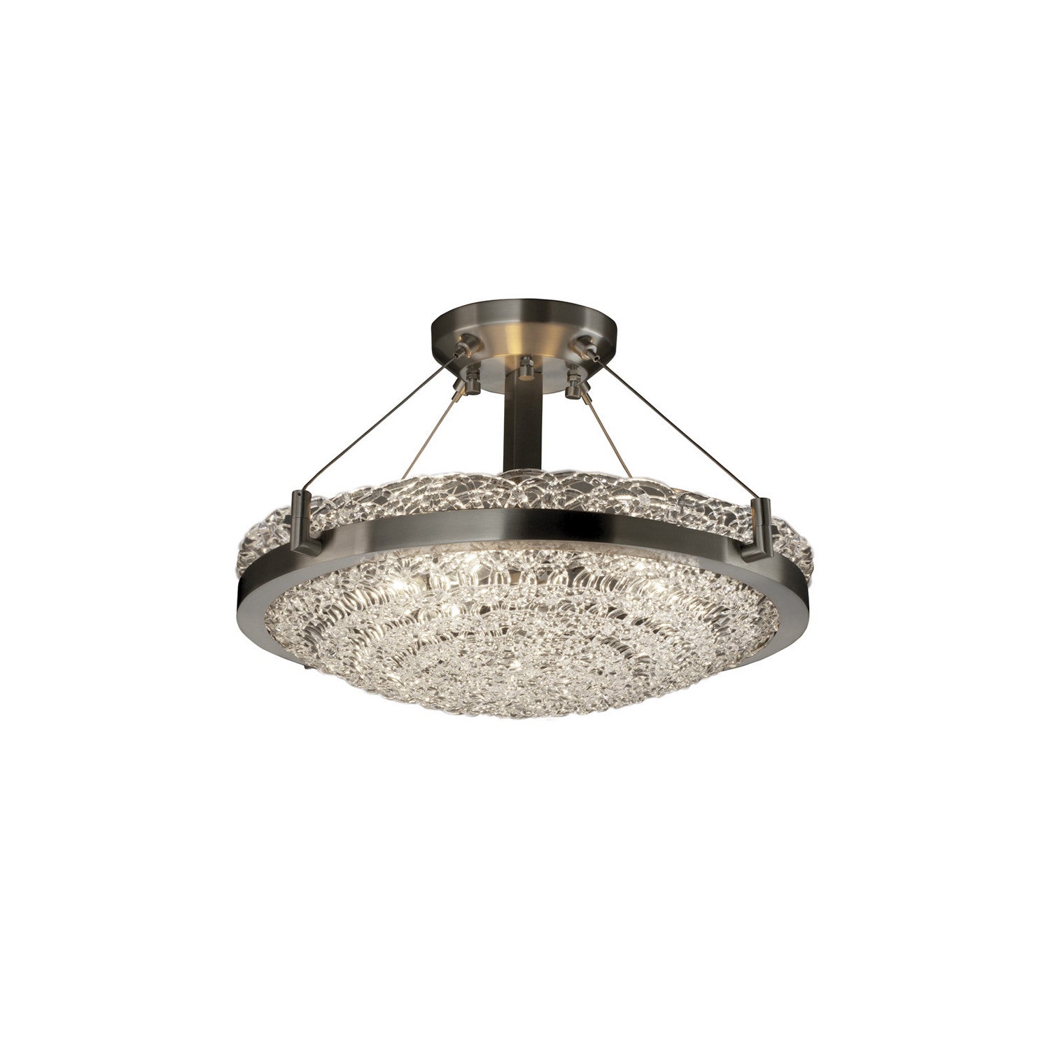 Justice Designs - GLA-9681-35-LACE-NCKL - Three Light Semi-Flush Mount - Veneto Luce - Brushed Nickel