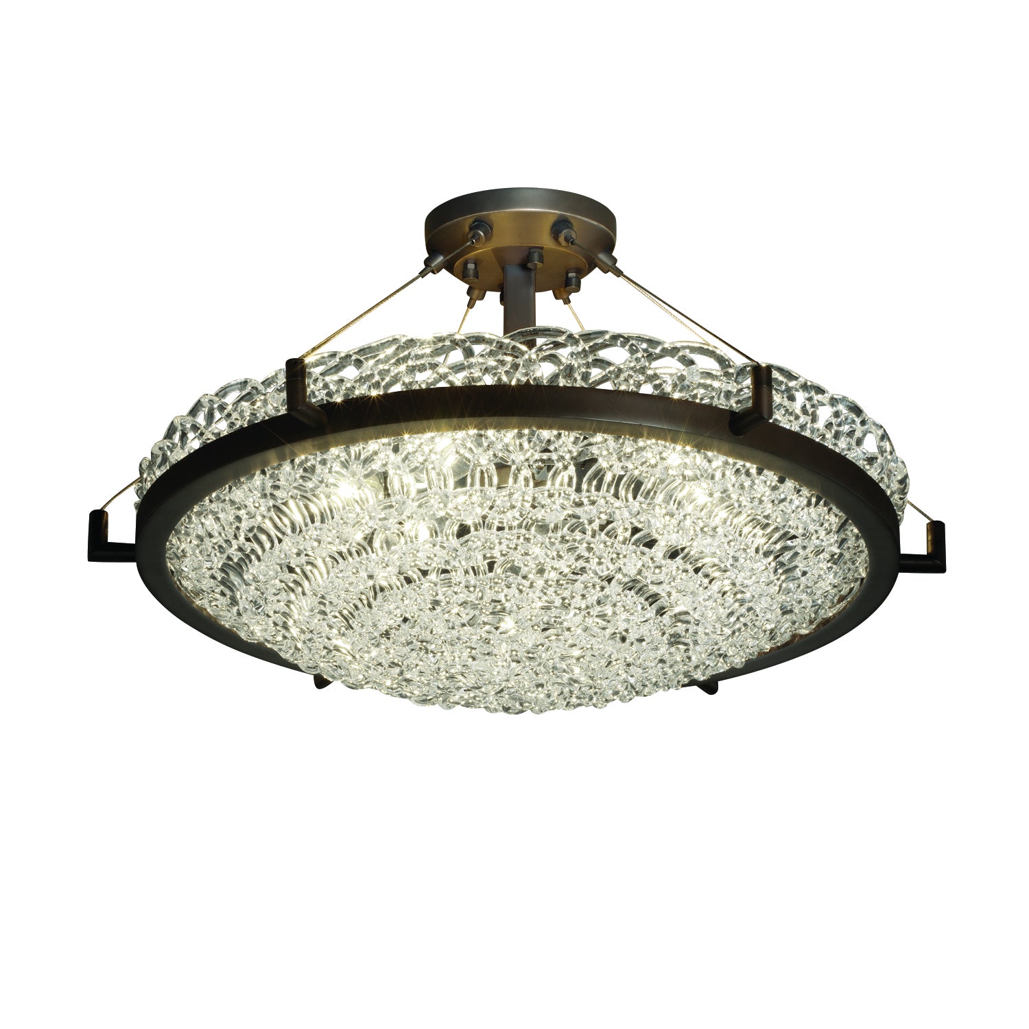 Justice Designs - GLA-9682-35-LACE-DBRZ - Six Light Semi-Flush Mount - Veneto Luce - Dark Bronze