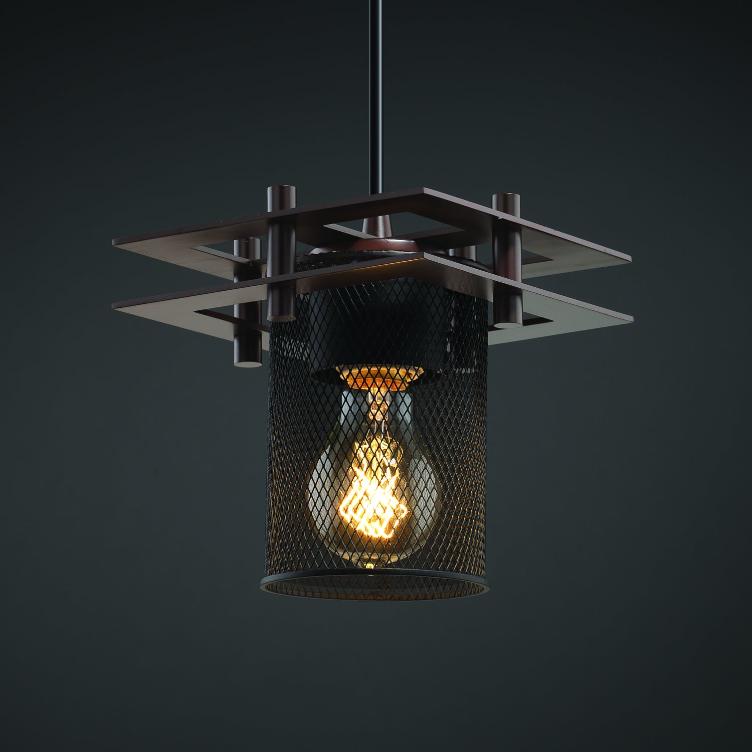 Justice Designs - MSH-8165-10-DBRZ-BKCD - One Light Pendant - Wire Mesh - Dark Bronze