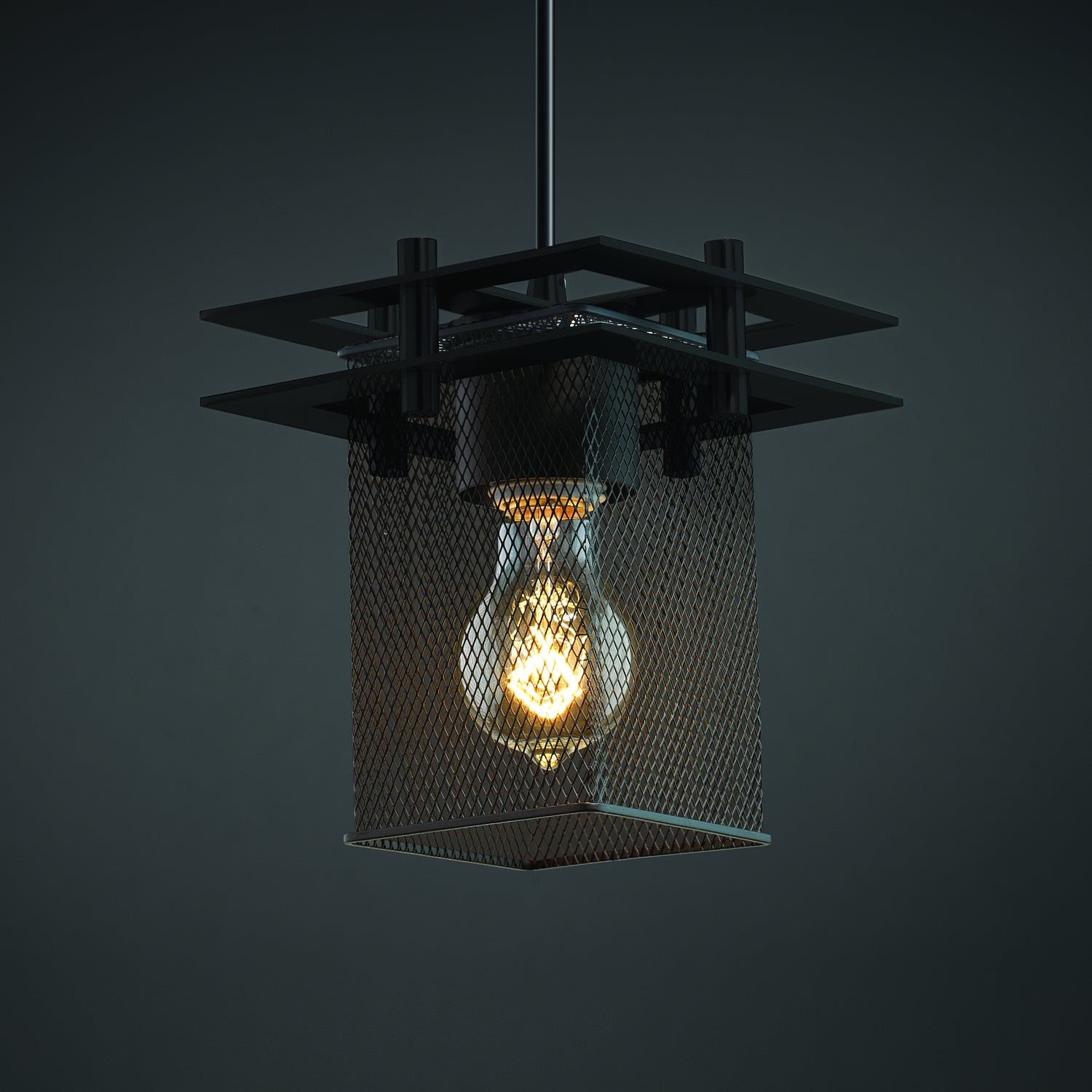 Justice Designs - MSH-8165-15-MBLK-BKCD - One Light Pendant - Wire Mesh - Matte Black