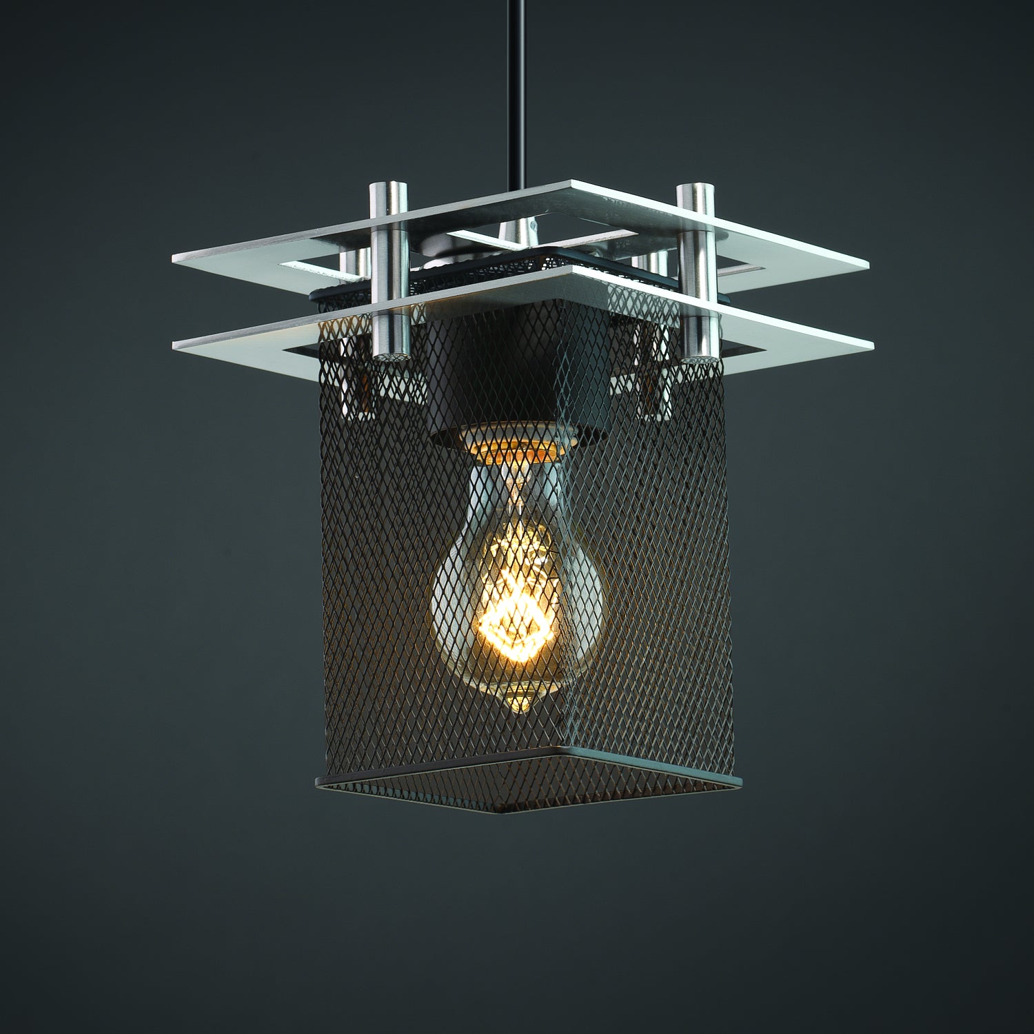 Justice Designs - MSH-8165-15-NCKL-BKCD - One Light Pendant - Wire Mesh - Brushed Nickel