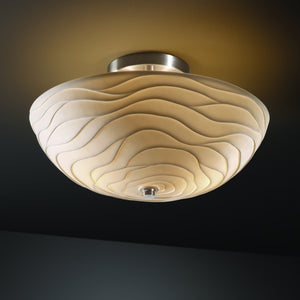 Justice Designs - PNA-9690-35-WAVE-NCKL - Two Light Semi-Flush Mount - Porcelina - Brushed Nickel