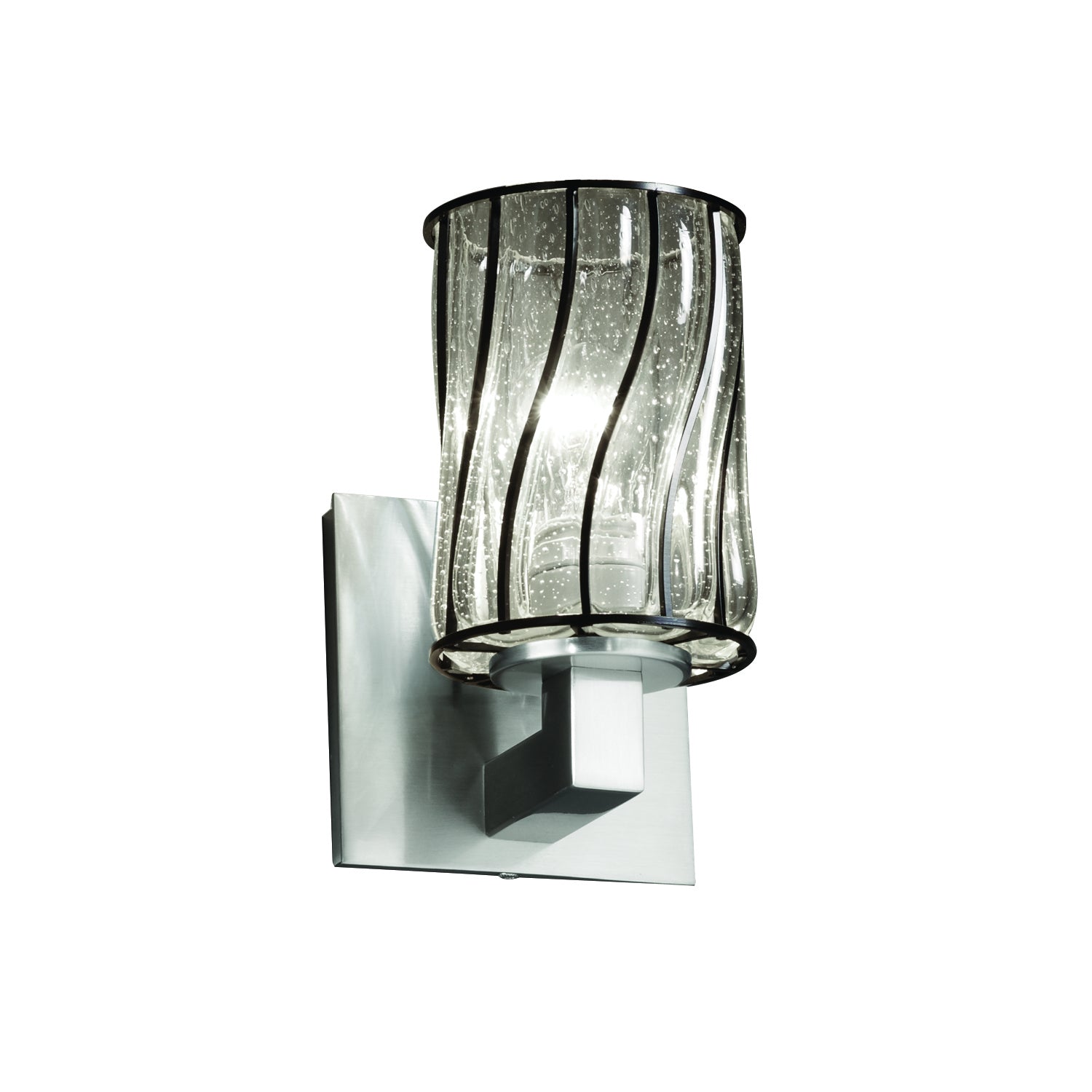 Justice Designs - WGL-8921-10-SWCB-NCKL - One Light Wall Sconce - Wire Glass - Brushed Nickel