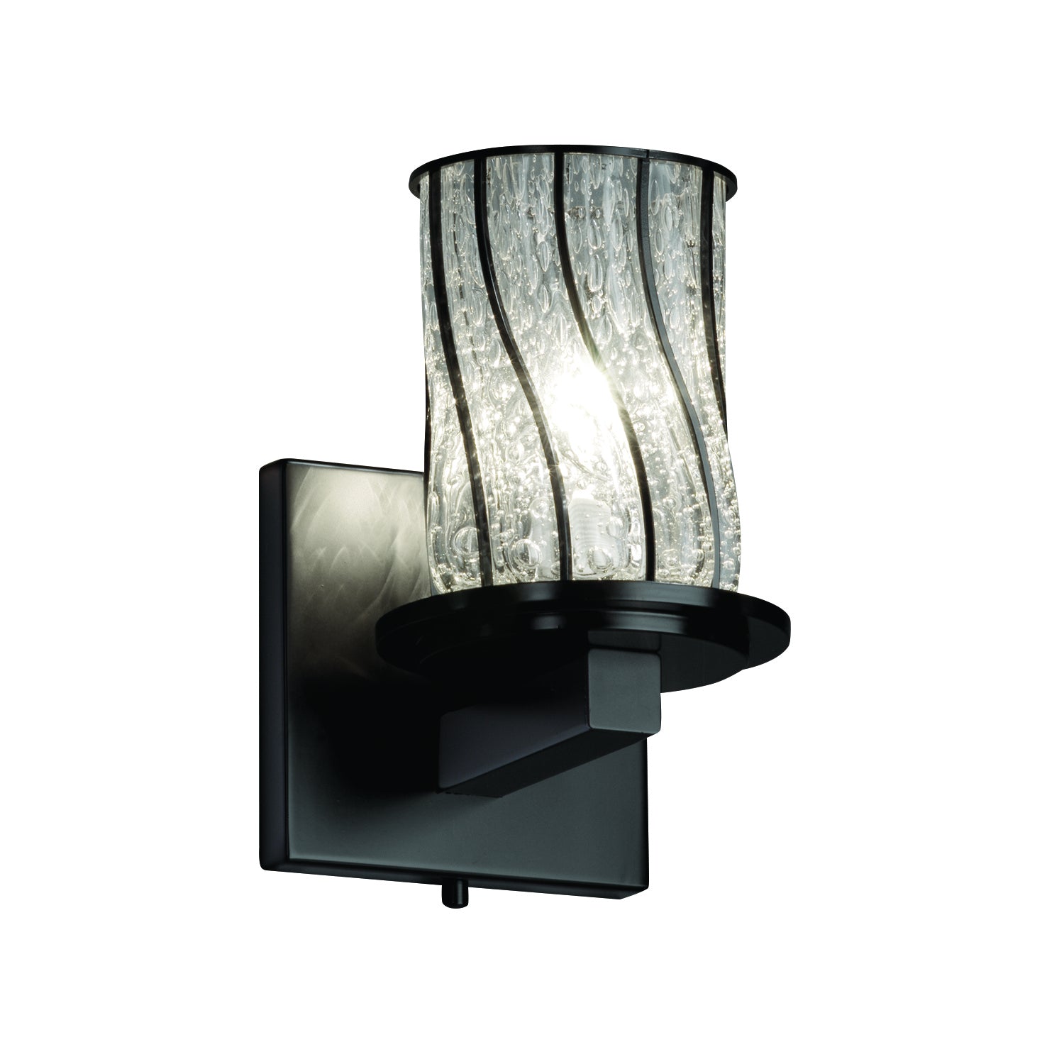 Justice Designs - WGL-8771-10-SWCB-MBLK - One Light Wall Sconce - Wire Glass - Matte Black