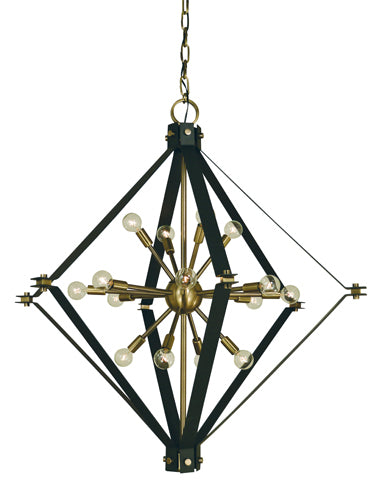 Framburg - 4820 AB/MBLACK - 16 Light Foyer Chandelier - Axis - Antique Brass with Matte Black