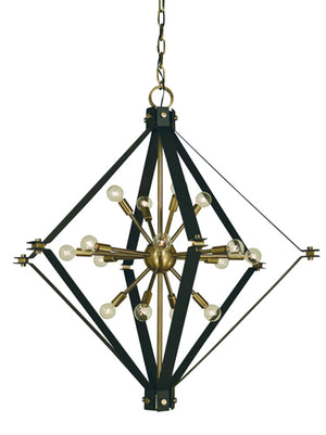 Framburg - 4820 AB/MBLACK - 16 Light Foyer Chandelier - Axis - Antique Brass with Matte Black