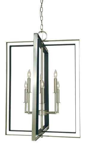 Framburg - 4865 BN/MBLACK - Six Light Chandelier - Symmetry - Brushed Nickel with Matte Black