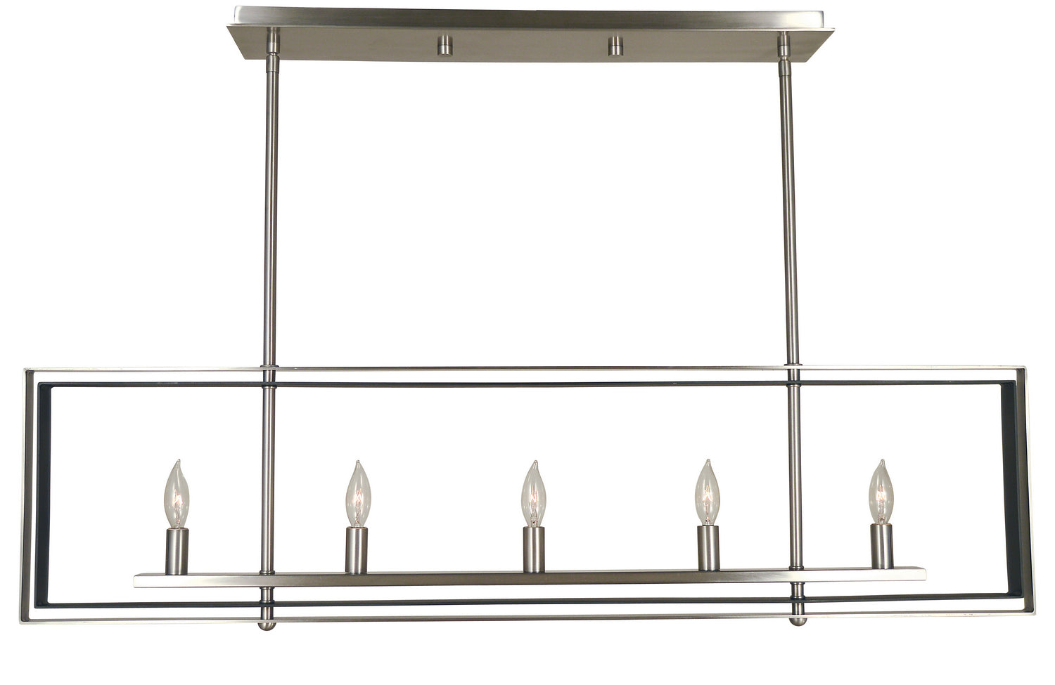 Framburg - 4869 PN/MBLACK - Five Light Island Chandelier - Symmetry - Polished Nickel with Matte Black