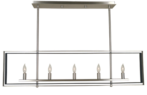 Framburg - 4869 PN/MBLACK - Five Light Island Chandelier - Symmetry - Polished Nickel with Matte Black